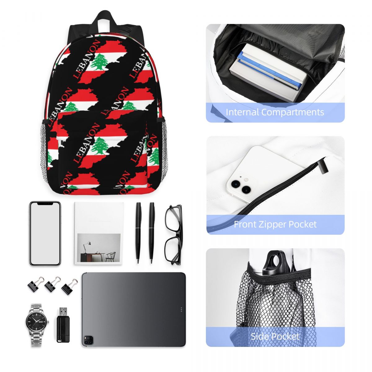 Women Bags Lebanon - Mochila con mapa de la bandera