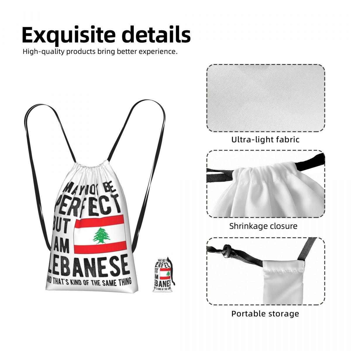 Women Bags Lebanon - Mochila con Cordón con la Bandera