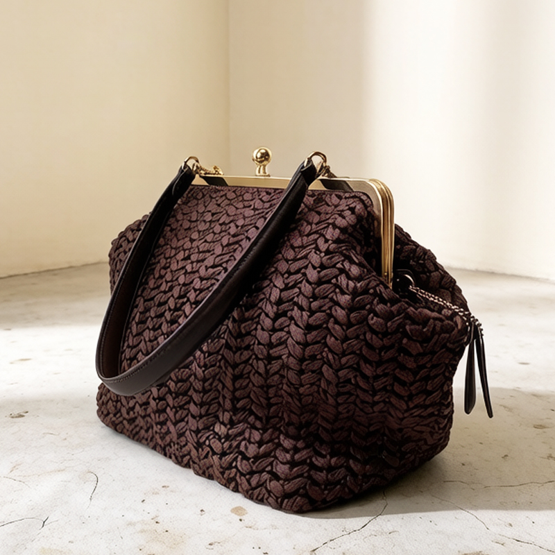Woven Straw Bag - Bolso de hombro de rafia tejido