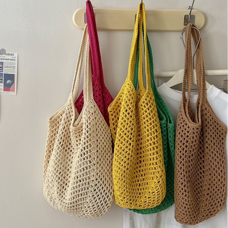 Woven Straw Bag - Bolsos de Hombro Casuales para Mujer,