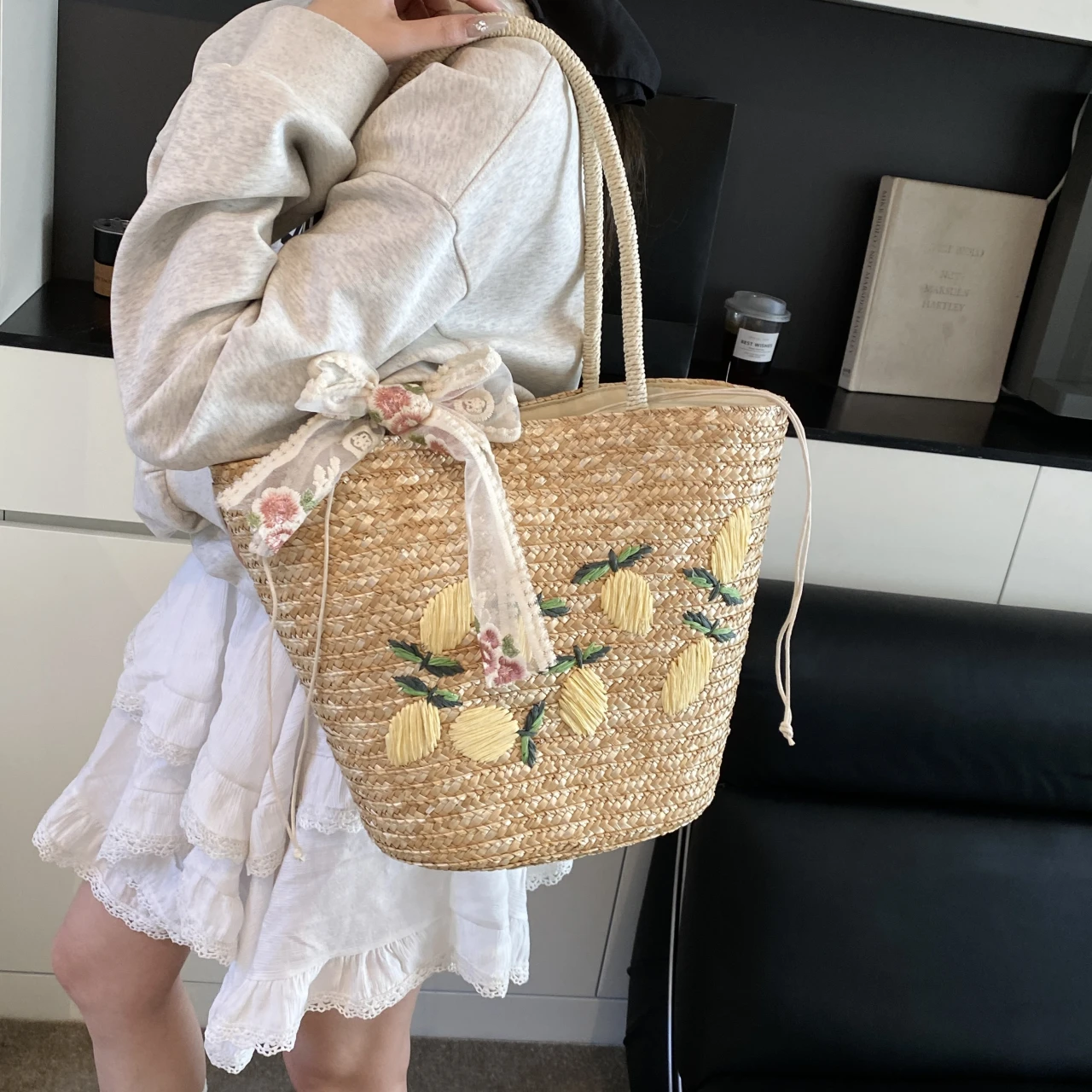 Bolso de hombro de playa de gr - Woven Straw Bag reseña y precio