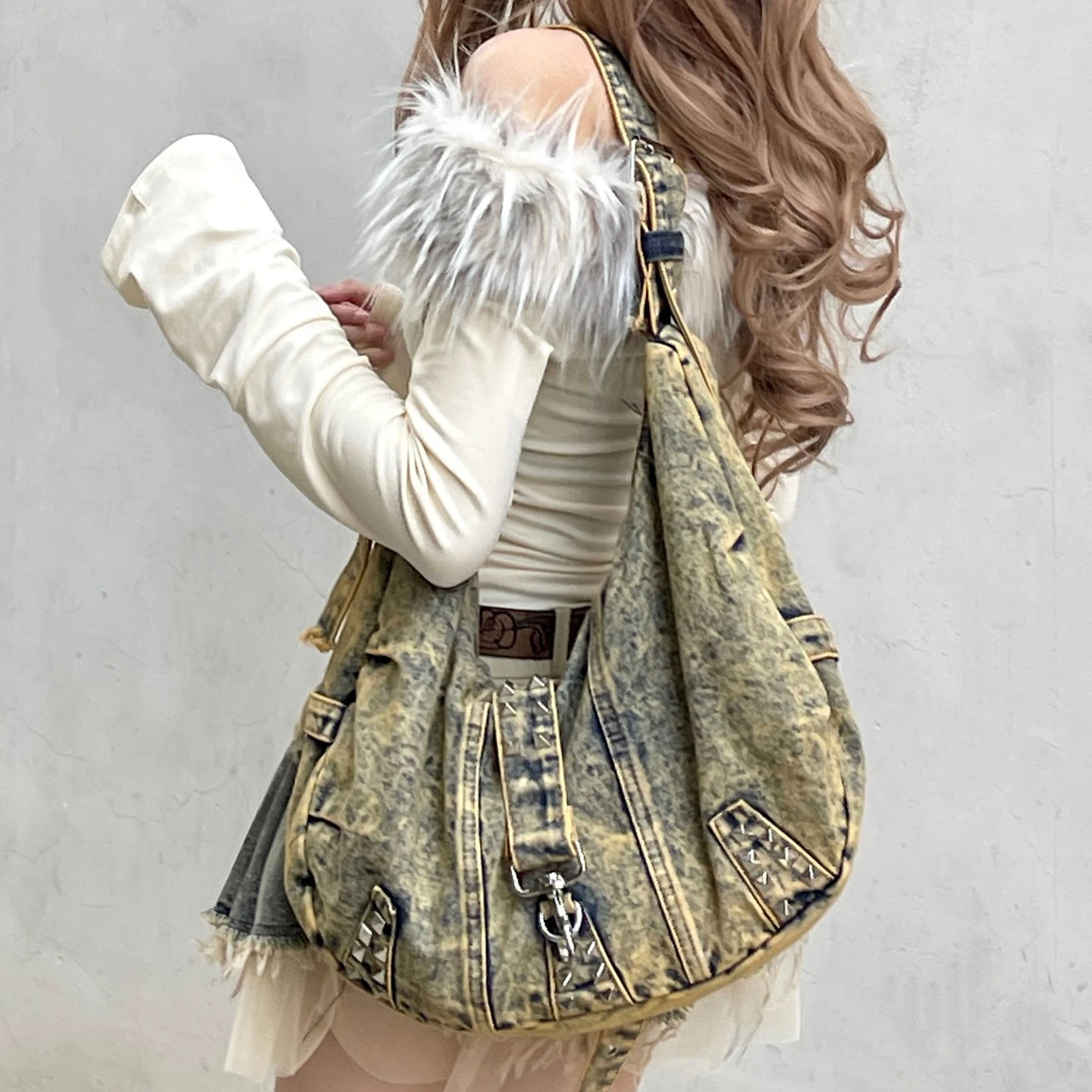Bolso de hombro con remaches d - Women Bags Jeans reseña y precio