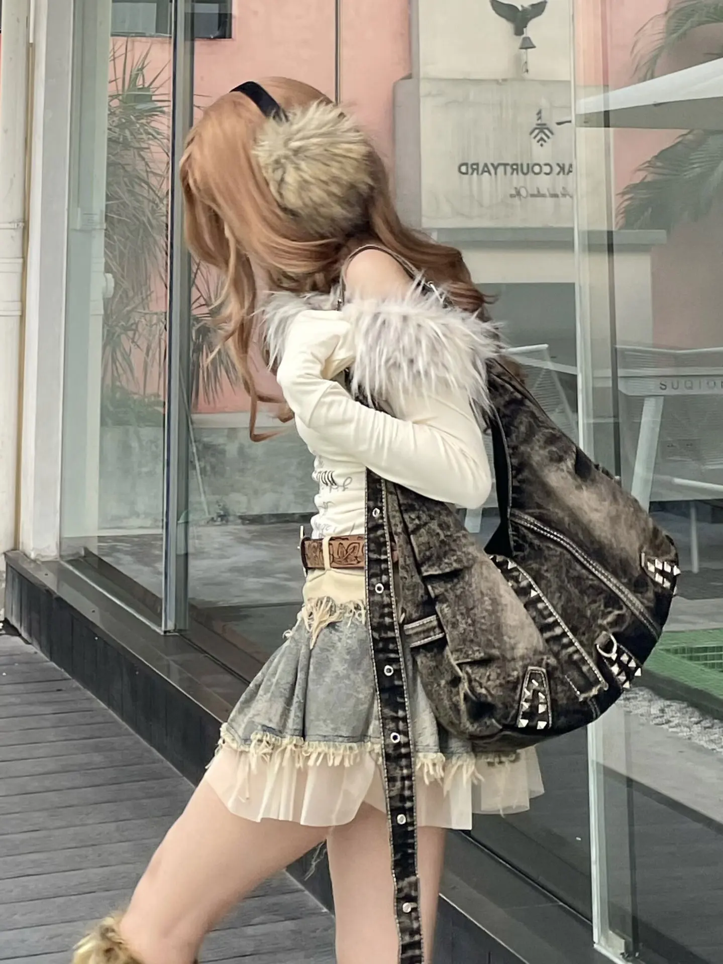 Bolso de hombro con remaches d - Women Bags Jeans reseña y precio