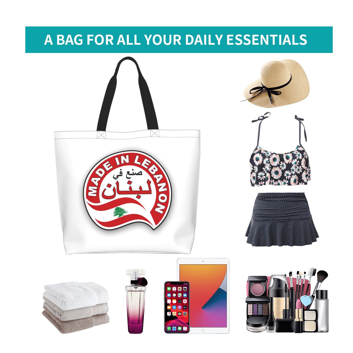 Bolsa de compras de lona con d - Women Bags Lebanon reseña y precio