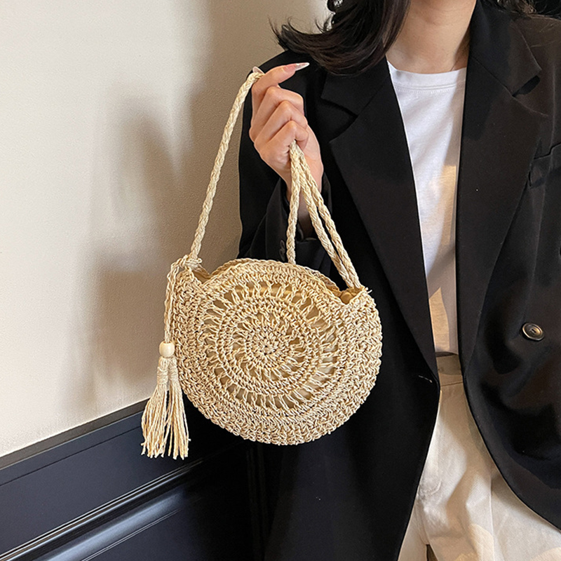 Bolso de paja hueco para mujer - Circle Round Bag reseña y precio