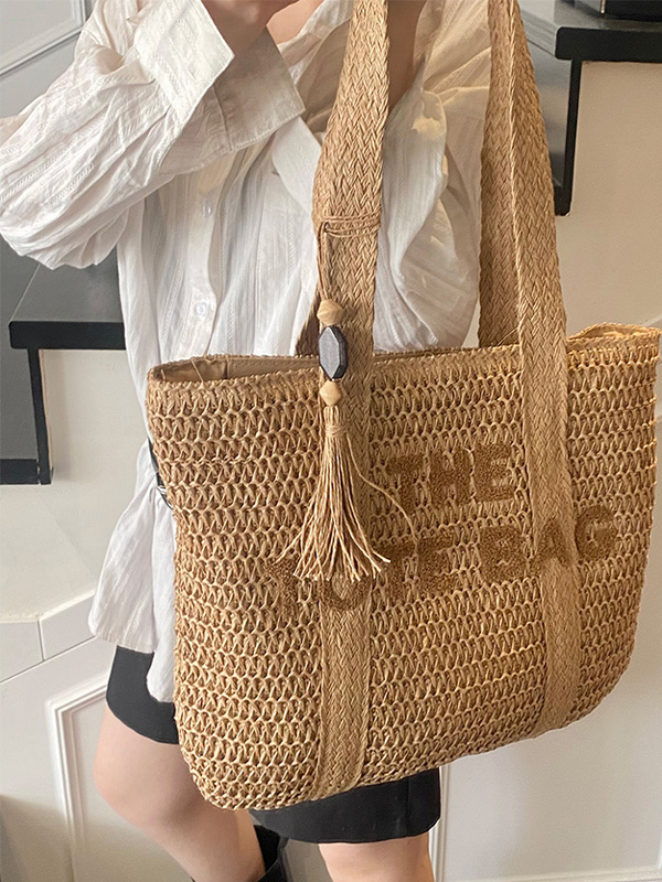 Bolso de mano de gran capacida - Woven Straw Bag reseña y precio