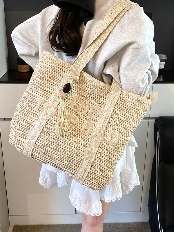 Bolso de mano de gran capacida - Woven Straw Bag reseña y precio
