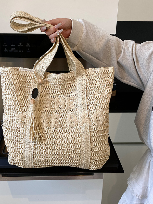 Bolso de mano de gran capacida - Woven Straw Bag reseña y precio